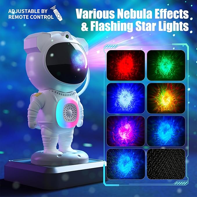 Astronaut Galaxy Projector,Space Projector,with Bluetooth Speaker and Remote Control,360° Adjustable Angle,Spaceman Star Kids Night Light, for Bedroom Ceiling Adult Birthday Valentine's Day (White)