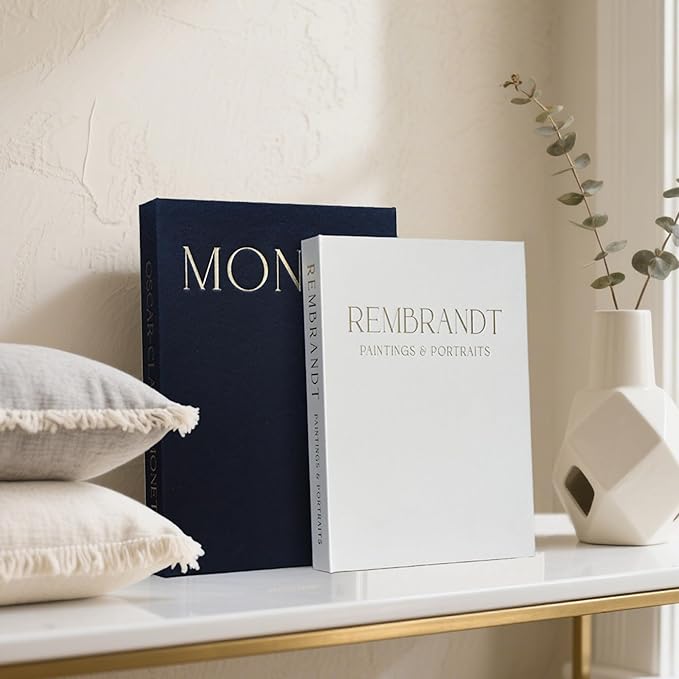Modern Decorative Books Set of 2 - Stylish Coffee Table Books for Home Decor, Shelf Decor Aesthetic - Decorative Boxes for Modern Table Decorations