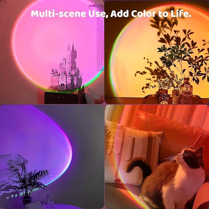Sunset Lamp, Sun Light Projector for Aesthetic Room Decor,RGB Color Changing Night Light Mood Lighting for Bedroom,Gifts for Girl Kid Adults, 360°Rotation LED Light for Party TikTok Live Photography