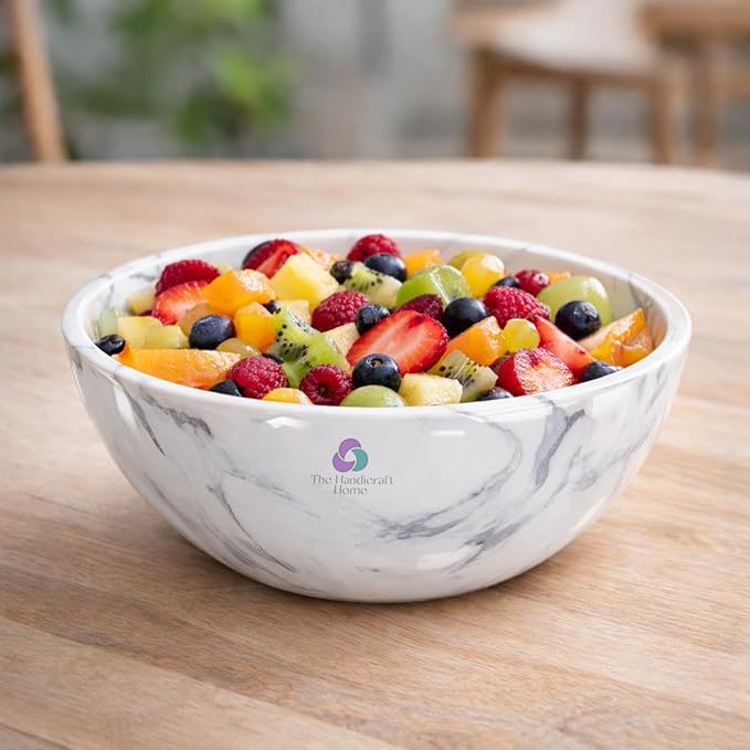 Elegant Handcrafted Resin Bowl – Glossy Amber Finish Decorative & Functional Use | Resin Decorative Bowl Centerpiece Table Decorations, Fruit Basket for Coffee Table, Kitchen Decor (Black & White)