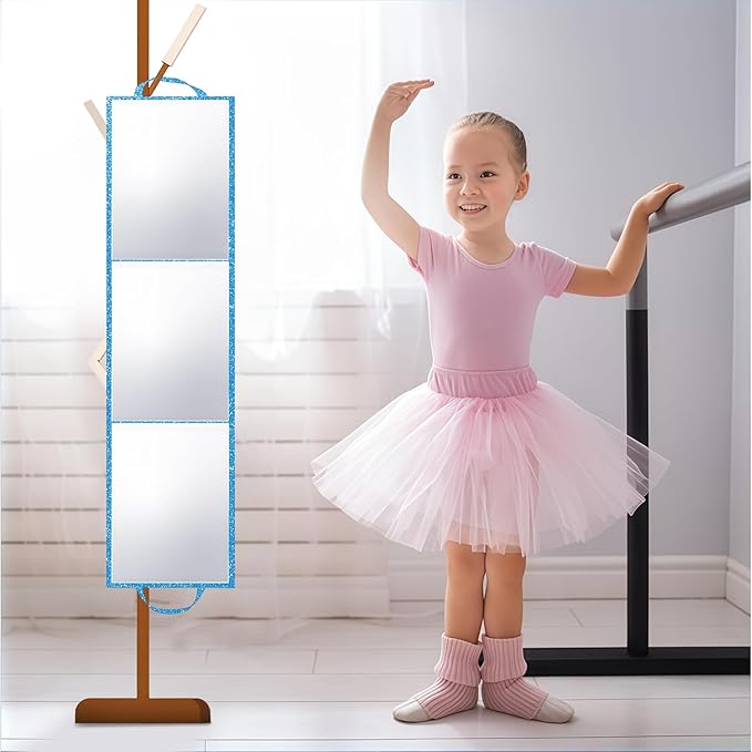 Foldable Full Length Mirror, 2-in-1 Wall Mounted or Tabletop Mirror, Portable Travel Mirror with Handle for Dance Home Bedroom Wardrobe Stage Makeup Checks Camping Outdoor Use (47" x 12.5", Tri-Fold)