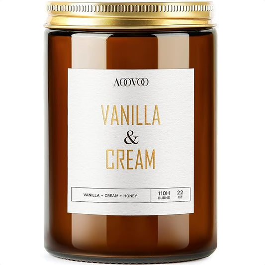 AOOVOO Vanilla Cream Candles - 22 oz Scented Candles, Aromatherapy Candle, Soy Candle for Home Scented