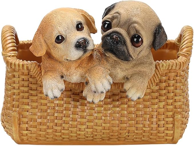 Dog Resin Storage Basket, Desktop Organizer for Remote & Keys, Cute Home Decor Tray, Ideal present for Pet Lovers.(Labrador Retriever & Pug)
