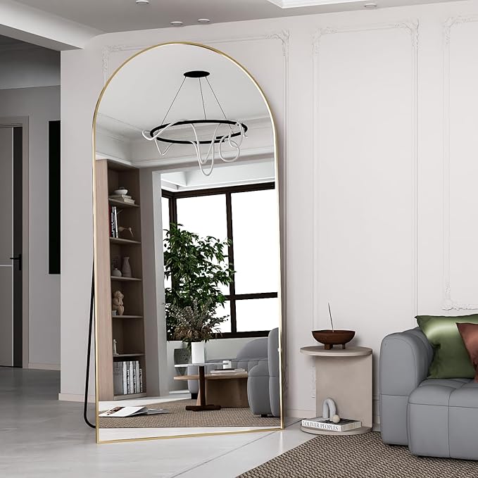Arched Floor Mirror 76"x34" Gold Arch Full Length Mirror with Stand Large Wall Mirrors Full Body Mirror Standing Hanging or Leaning Against Wall for Bedroom Entry, Bedroom, Living Room