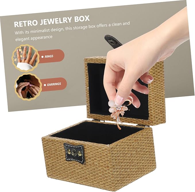 Decorative Wooden Storage Box Lid Small Jewelry Organizer for Cosmetics and Trinkets Rustic Wood Keepsake Container for Home Decor and Giving