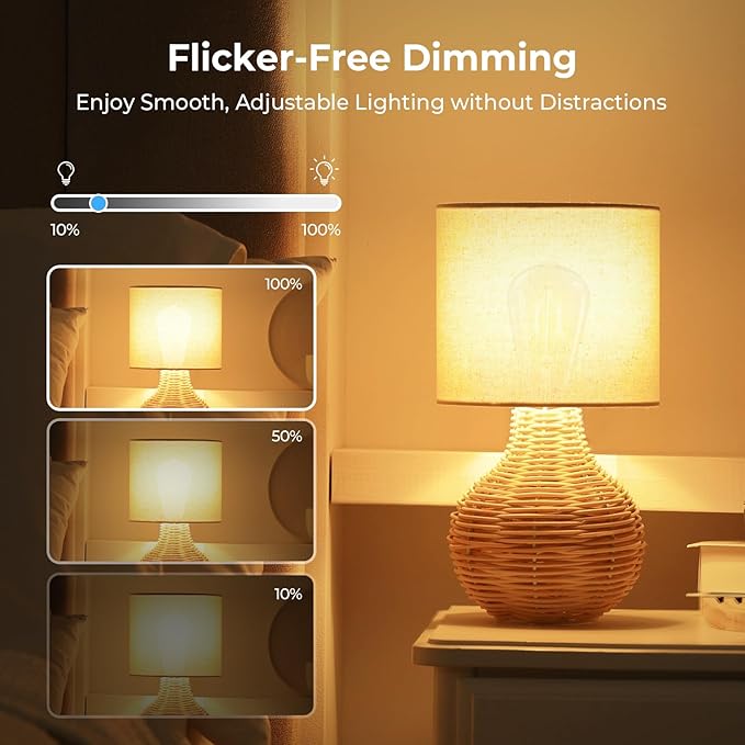 GvvooHome Dimmable E26 Edison Bulbs 2700K Warm White, 6W Equivalent to 60 watt E26 LED Bulb, ST58 Vintage Light Bulbs, 600LM, 90+ CRI, E26 Base, Clear Glass, 18 Pack