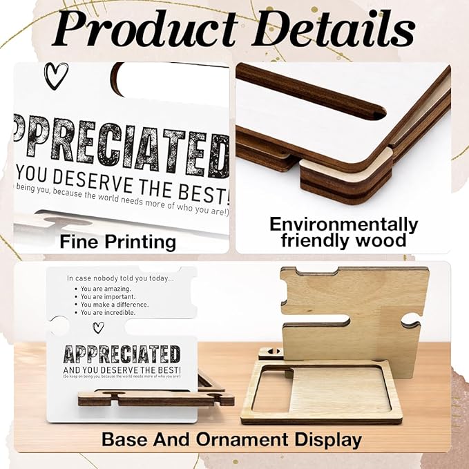 Appreciation Gifts for Teacher Coach Mentor Boss Leader Coworkers Employee Staff - Multi-functional Desk Organizer - Motivational Office Quote Wooden Sign for Office Desk Shelf Decor