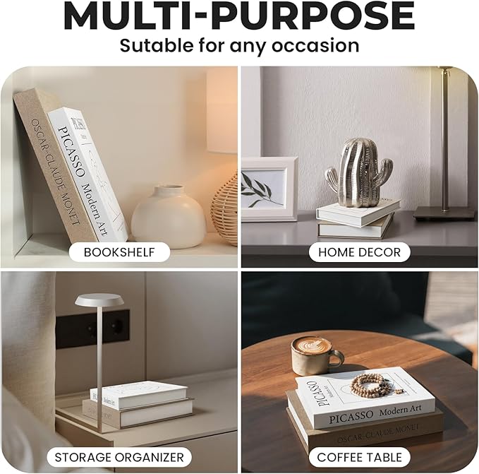 Decorative Books for Home Decor- 2Pcs Linen Decorative Boxes for Aesthetic Room Decoration, Modern Fake Book Storage Boxes for Coffee Table, Bookshelf or Mantle Decor (2Pcs-Tan)