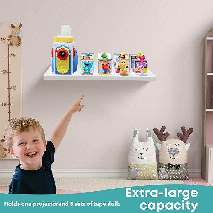 PHOENANCEE Floating Shelves for Little Tikes Story Dream Machine,Wall Shelf for Little Tikes Projector Books Audio Play Character Storage Tray Organizer for Toddlers and Kids Girls Boys,Oak(White)