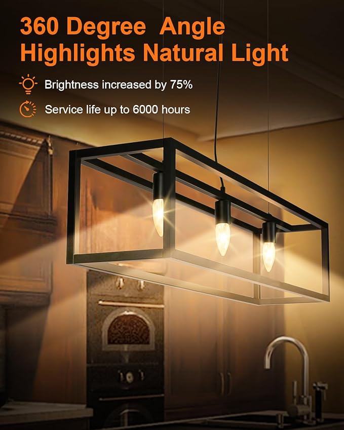 MEQIQTEK E12 Candle Light Bulbs 25W Warm White 2500K, 250Lumen - B10 Clear Candelabra Base Bulbs Dimmable Chandelier Light Bulbs for Ceiling Fan, Pendants or Outdoor (12 Pack)
