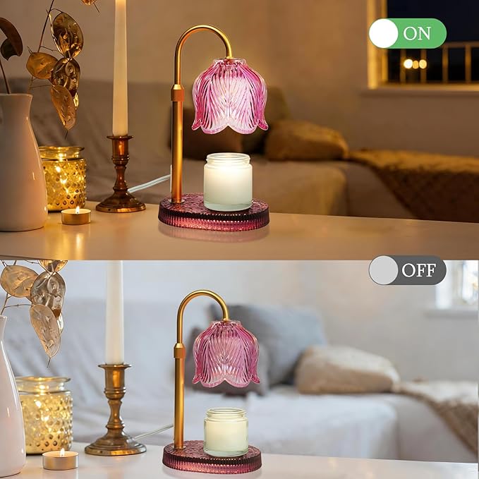 Candle Warmer Lamp with Timer Dimmable, Adjustable Candle Warmer Lamp for Jar Candles 3-Wick, Flameless Smokeless Candle Heater with 2 Bulbs, Home Decor Birthday Mothers Day for Women Mom