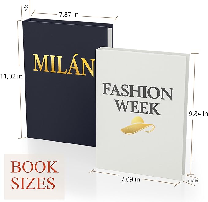 Fake books for decoration - Set of Two - Cardboard and linen - Decor Books for coffee table - Decorative boxes for home decor aesthetic - box storage (Fashion Week)