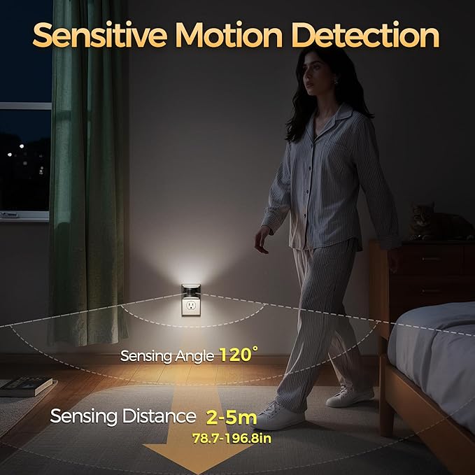 DORESshop LED Night Light[4 Pack], Night Lights Plug into Wall, 3 Mode Plug in Night Light with Motion Sensor, Dusk to Dawn Sensor, 5000K Daylight White, Nightlights for Adults, Bedroom, Hallway