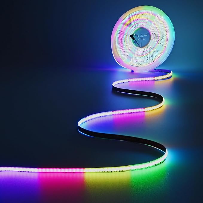 JOYLIT 32.8FT RGBCCTIC COB LED Strip Lights 24V, RGB 2700-6000K CCT WS2811 IC Addressable Color Chasing LED Strip, 840LEDs/M High Density Uniform Glow SPI Tape Light for Indoor Decor (Lights Only)