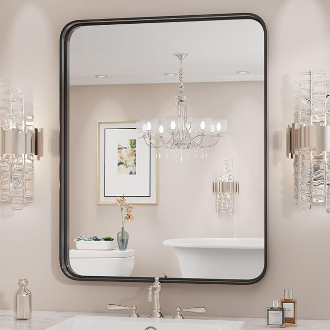 Sweetcrispy 24x36 Inch Black Bathroom Mirrors for Wall, Bathroom Mirrors for Over Sink, Rectangle Wall Decor for Entryway, Bedroom, Vanity