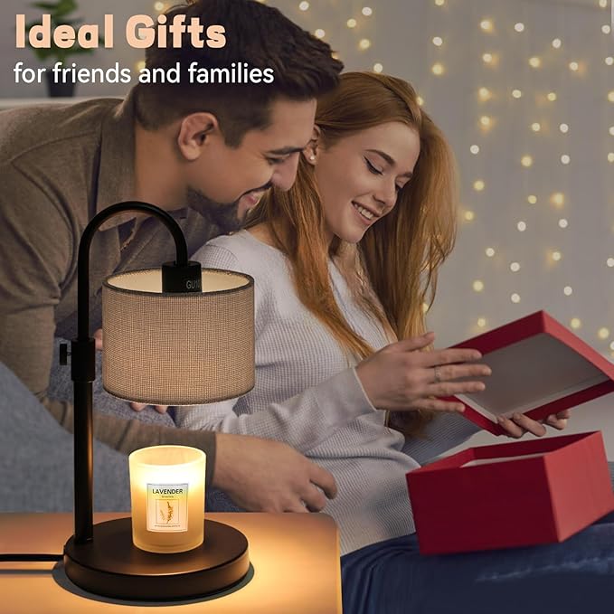 FINCMY Candle Warmer Lamp with Timer, Dimmable Candle Wax Warmer Candle Lamp with 2 Bulbs, Mothers Day Gifts Birthday Gifts for Women Bedroom Home Decor (Gray-Upgraded)