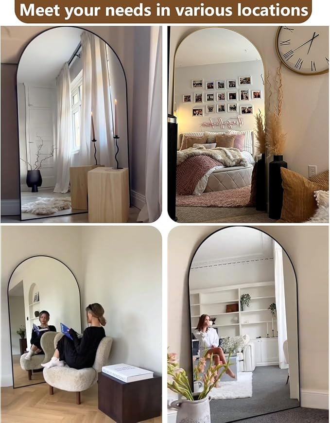 DMWOODFL 71"x30" Extra Large Full Length Mirror - Freestanding Floor Mirror with Anti-Tip Base, Shatterproof Glass for Bedroom, Living Room, Entryway (Gold)