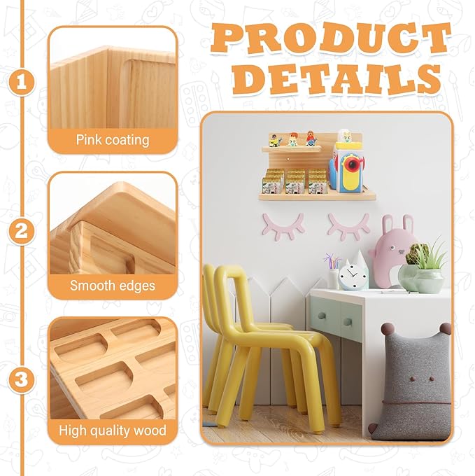 Taladad Wall Shelf Compatible with Little Tikes for Story Dream Machine Books Starter Set, for Little Tikes for Storytime Audio Play Real for Littles Character Storage Floating Shelves (Natural)