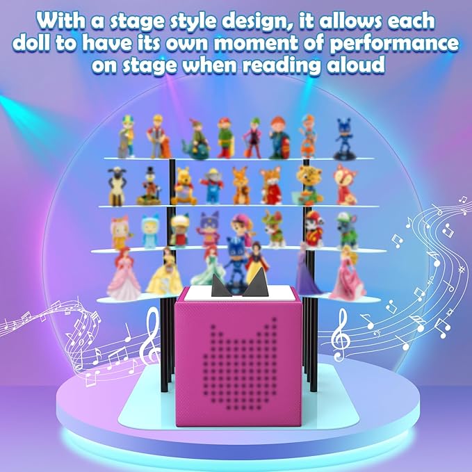 Metal Bracket for Toniebox,Desk Shelf for Tonies Figures 20-35pcs Storage,Metal Display Stage for Toniebox Player,Children's Room Decorations and Gifts (Blue)