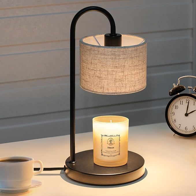 FINCMY Candle Warmer Lamp with Timer, Dimmable Candle Wax Warmer Candle Lamp Warmer for Scented Candles with 2 Bulbs, Mothers Day Gifts Birthday Gifts for Women Home Decor - Linen