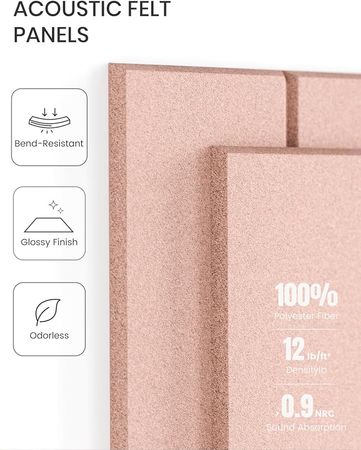 Fluxynara Felt Bulletin Board Tiles Large 36" x 24" Cork Board Alternative-6 Pack with 40 Adhesive Tabs, Thick Slat Wall Panels for Office Decor, Push Pin Board Wall Organizer Alternative - Pink