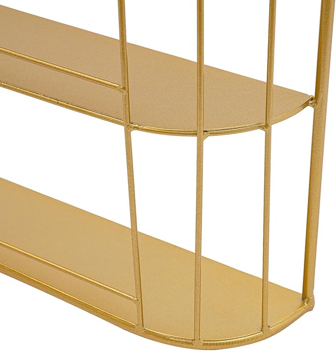 4-Tier Nail Polish Wall Racks 20 * 37 Inch Hold Up to 200 Bottles Birdcage Iron Nail Polish Shelf Organizer Wall Mounted 4 Rows (Gold)