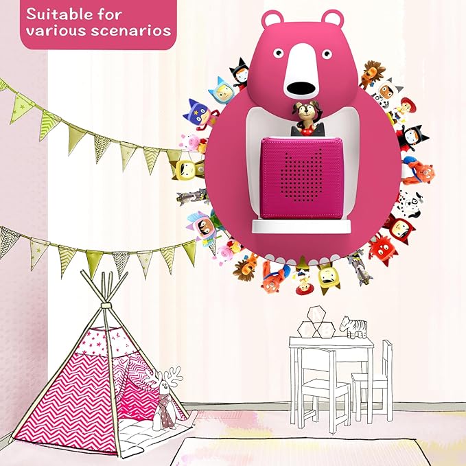 TonieBox Storage,Tonies Storage Shelf,Creative Bear Design Children's Magnetic Tonies Shelf,30-40pcs Tonies Figures Floating Shelf for Tonies Figures Display (Rose red).