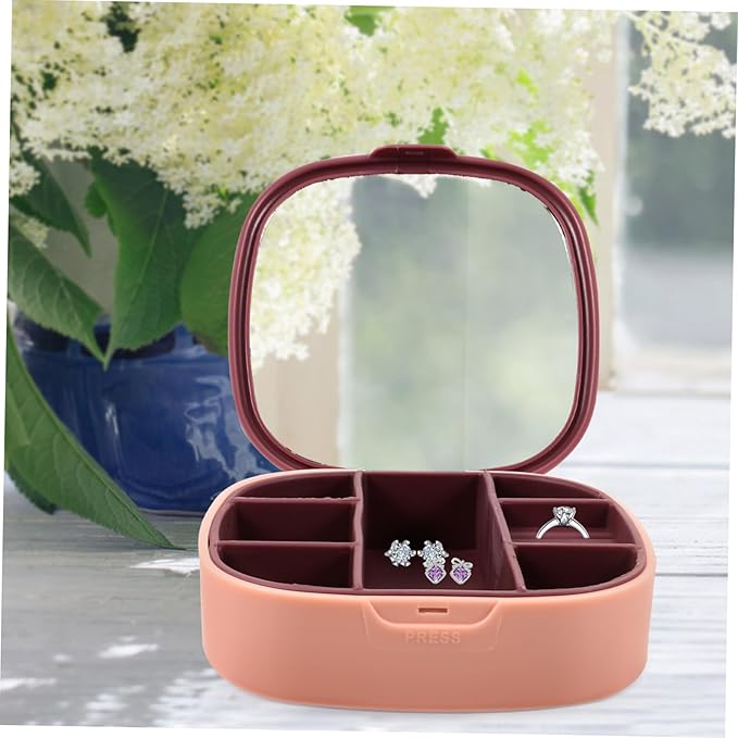 BESPORTBLE Portable Jewelry Storage Box Mirror Jewelry Organizer for Travel Makeup Organizer Mirror
