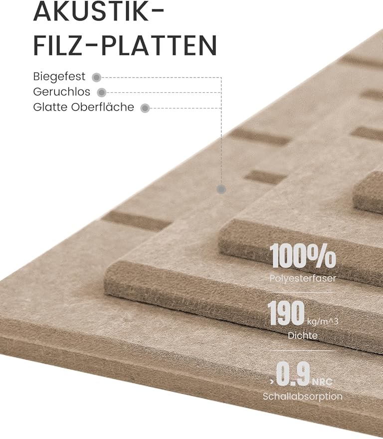 Bumusty Large Cork Board Alternative-36 x 24" Felt Bulletin Board Tiles, with 30 Pushpins, 40 Adhesive Tabs, Bold-Stripe 6-Pack, Cork Boards for Office Push Pin Board Felt Board-Taupe