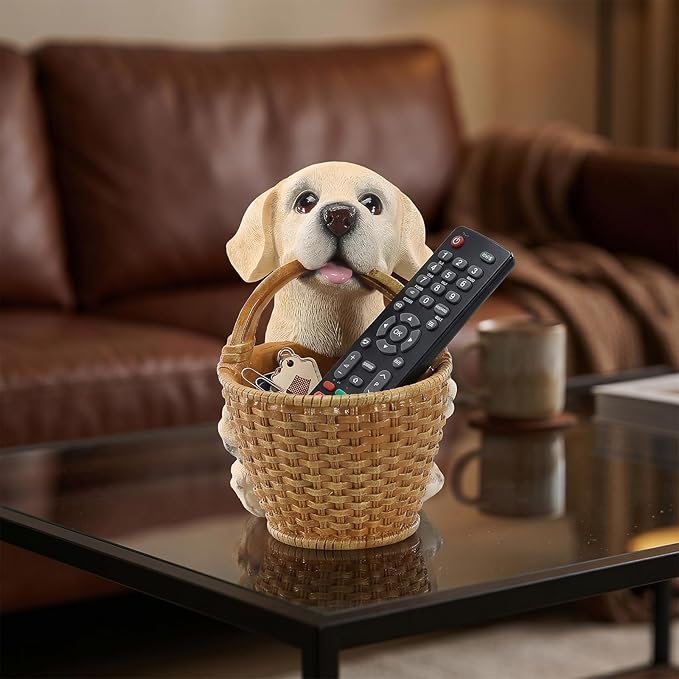 Dog Resin Storage Basket, Desktop Organizer for Remote & Keys, Cute Home Decor Tray, Ideal present for Pet Lovers.(Labrador Cream)