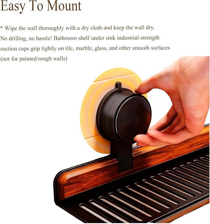 Bathroom Storage Shelves Floating,Modern Kitchen Organizer Faucet Shelf,No Mounted Shower Sink Caddy Organizers,Toothbrush soap Rack (Black, 20 inch)