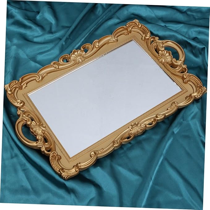 Vintage Perfume Tray Mirror Plate Vanity Organizer Tray Decorative Makeup Mirror Bathroom Counter Storage and Display