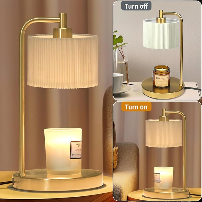 NITOWOLF Candle Warmer Lamp with Timer, Dimmable Wax Warmer Lamp Candle Lamp for Scented Candles with Bulbs, Mothers Day Gifts for Mom, Birthday Gifts for Women (Gold)