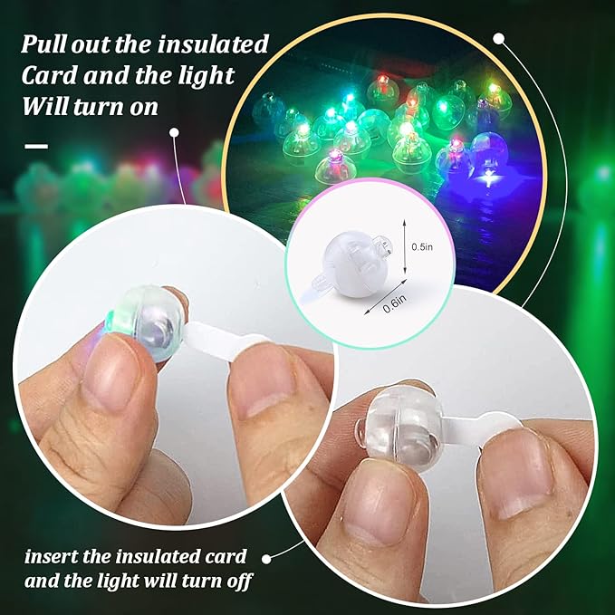 100pcs 10 Colors Balloon Lights, LED Assorted Colors Flash Lights, Mini Ball Light Round LED Ball Lamp for Paper Lantern Balloon Birthday Party Wedding Halloween Christmas Decoration