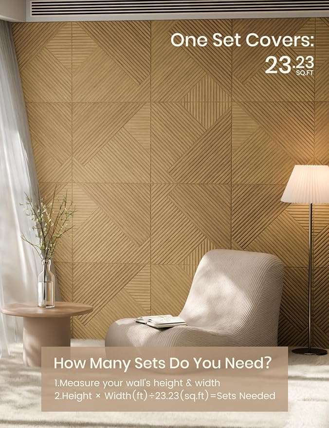 Fluxynara Large Felt Bulletin Board,Cork Board Alternative 70.87'' x 47.24'' Art Acoustical Wall Panels-6 Pack with 60 Adhesive Tabs,for Recording Studio/Home Offices-Natural Oak/Diamond Chevron