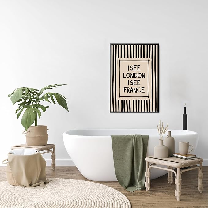 Funny Bathroom Canvas Wall Art Vintage Funny Toilet Quote Canvas Wall Art I See London I See France Print Minimalist Bathroom Poster Decor Quirky Humorous Artwork Prints for Toilet Restroom, Unframed