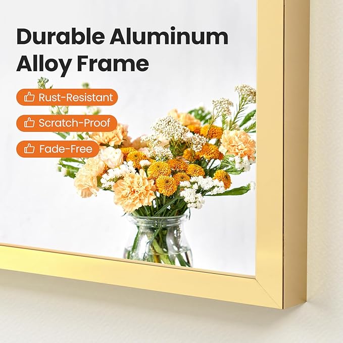 Sweetcrispy 24"x36" Arched Gold Bathroom Mirror Wall Mounted Vanity Metal Frame Mirror for Bedroom, Entryway, Living Room