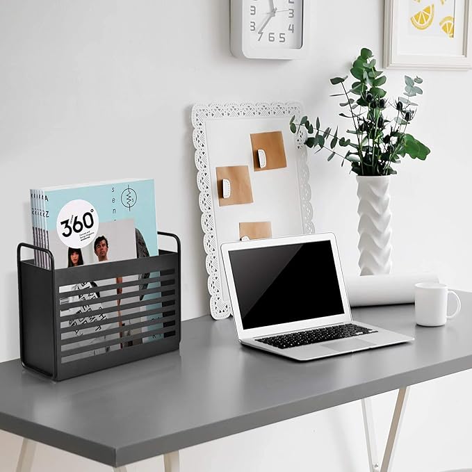 Magazine Holder, Magazine Rack Mail Organizer Folder Organizer Bin for Magazines, Books, Newspapers, Tablets in Home, Office, White