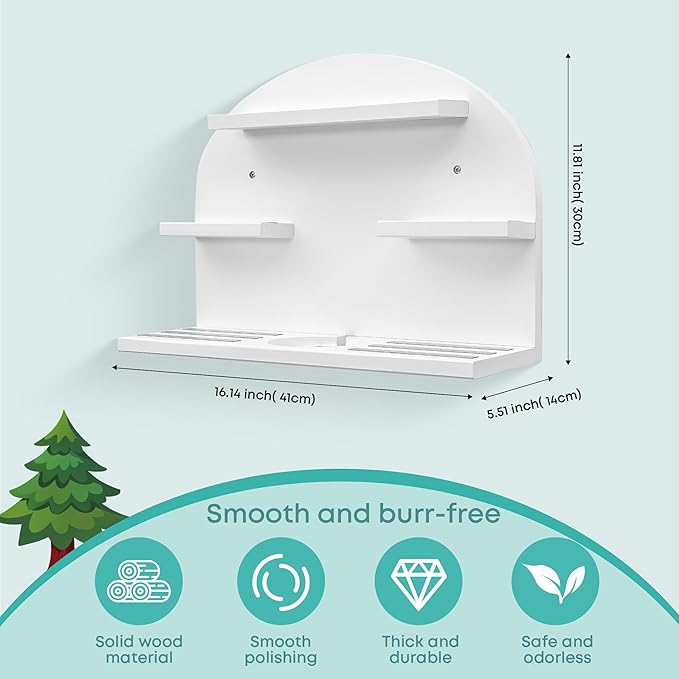 For Tonies Figures Shelf Magnetic,for Tonie box Wall Shelves,for Tonies Characters Organizer,Audio Toy Storage (Holds 45 Figurine),Compatible Charging Station for Kid's Room,Pine,Arch,Large (White)