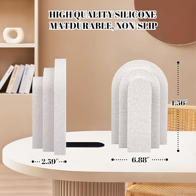 Book Ends, Bookend, Decorative Book Stopper for Shelves, Heavy Bookends for Shelves, Book Stopper for Heavy Books, Organizer for Home Office School, Aesthetic Pleasing Layered Arch Design (White)