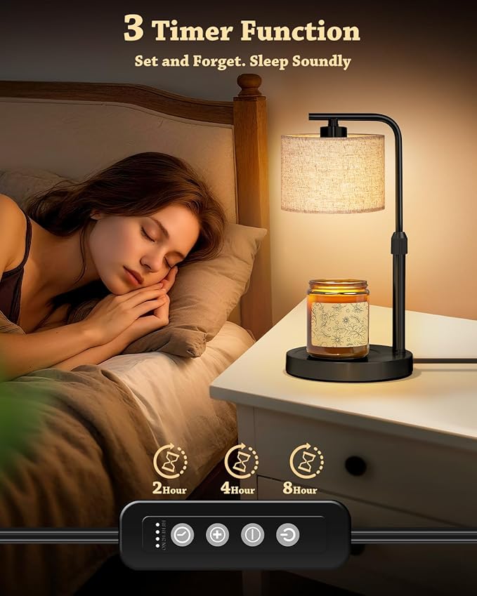 Candle Warmer Lamp with Timer Dimmer, Height Adjustable Modern Farmhouse Candle Warmer, Electric Candle Lamp Warmer with 2 Bulbs, Birthday Gifts for Women Mom, Gift for Home Decor