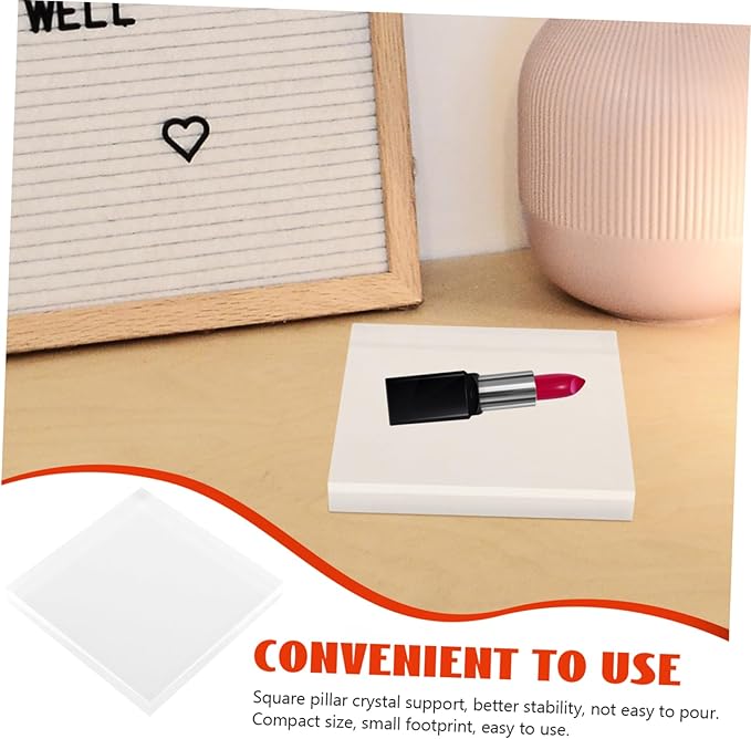 Baluue Makeup Display Stand Acrylic Display Block Base Square Pedestal for Cosmetics Organizer Jewelry Statue Storage