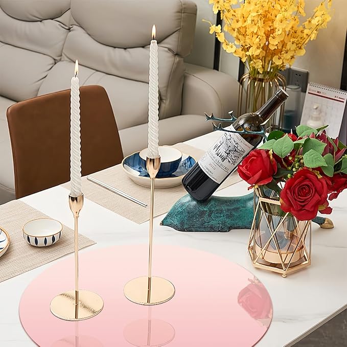 8 Pcs Acrylic Round Mirror for Tables Centerpieces, 10 inch Circle Mirror Tiles Tray for Wedding Wall Home Living Room Bedroom Decor, Small for Crafts (10in/25cm)
