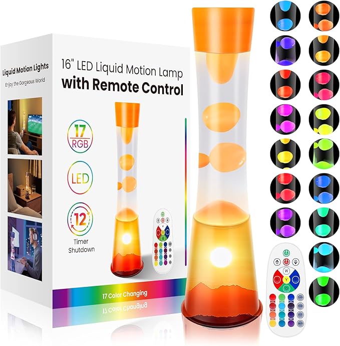Sunset Liquid Motion Lamp, 15.5-inch Color Changing LED Lamp, Smart Timer Remote Controlled Mood Lighting, Sleep-Enhancing Atmosphere Night Light Christmas Gifts
