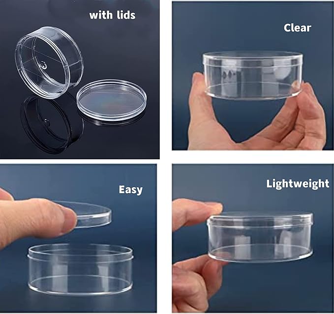 KissYou Acrylic Box Round Clear Boxes with Lid 4 Pieces Small Circular Candy Box Storage Organizer Containers Wedding Party Decorative Boxes