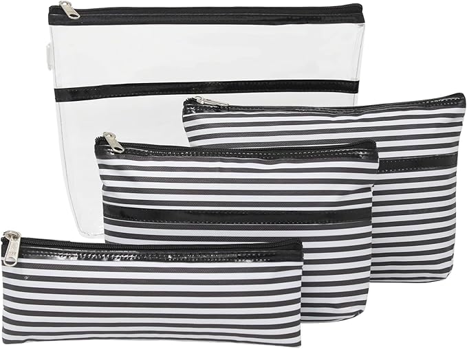 atorakushon PU Leather Makeup Pouch Jewelry Organizer Box for Storage Necklaces Ring Earring Cosmetic Travel Case for Women Wedding Black Set of 4