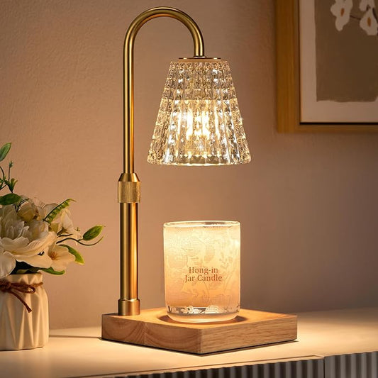 Hong-in Crystal Adjustable Height Candle Warmer Lamp with Timer Dimmer,Birthday Gifts for Women Mom Sister,House Warming Gifts New Home Room Decor,Vintage Wax Warmer for Scented Wax Jar Candles