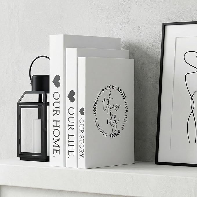 Set of 3 Decorative Book Boxes for Coffee Table Decor, Stylish Fake Books with Hidden Storage, Aesthetic Book Decor for Living Room, Bookshelf & Home Decor, Designer Decor Books Set