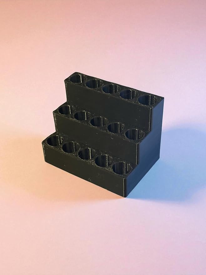 2mL Perfume Sample Organizer – Tiered Display Holder for 15 Mini Fragrance Vials, 3-Tier Perfume Tester Storage Stand, Vanity & Desk Fragrance Sample Rack (Obsidian Black)