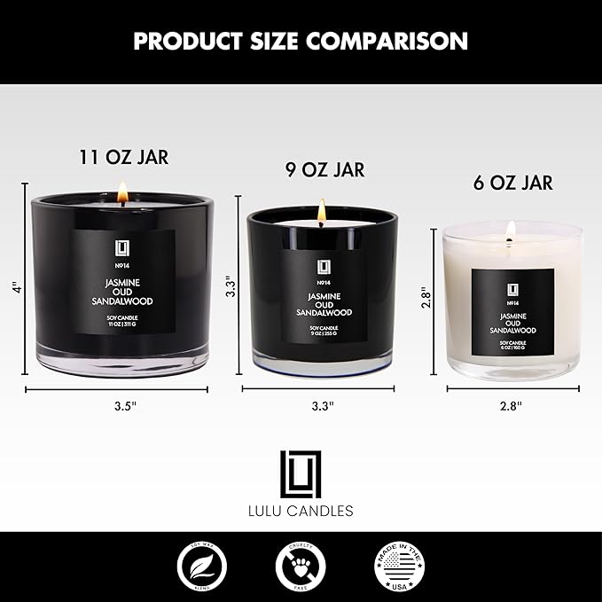Lulu Candles | Clean Cotton | Luxury Scented Soy Jar Candle | Hand Poured in The USA | Highly Scented & Long Lasting - 6 Oz.